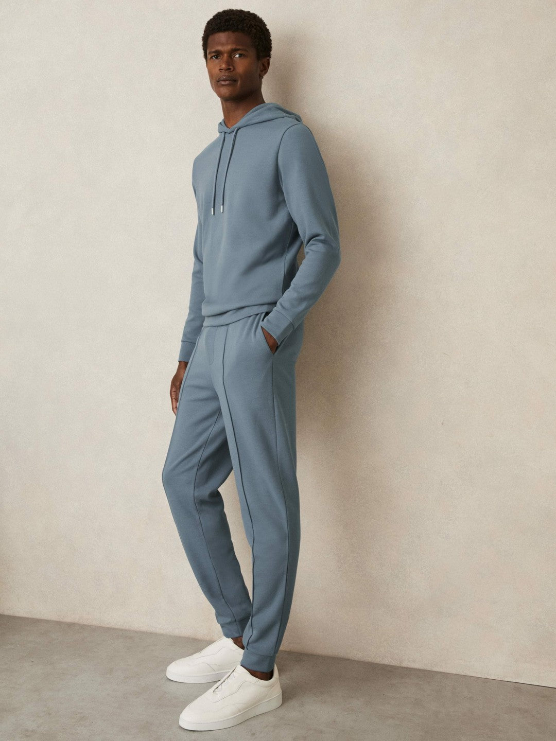 Interlock Jersey Drawstring Hoodie Airforce Blue | Mens