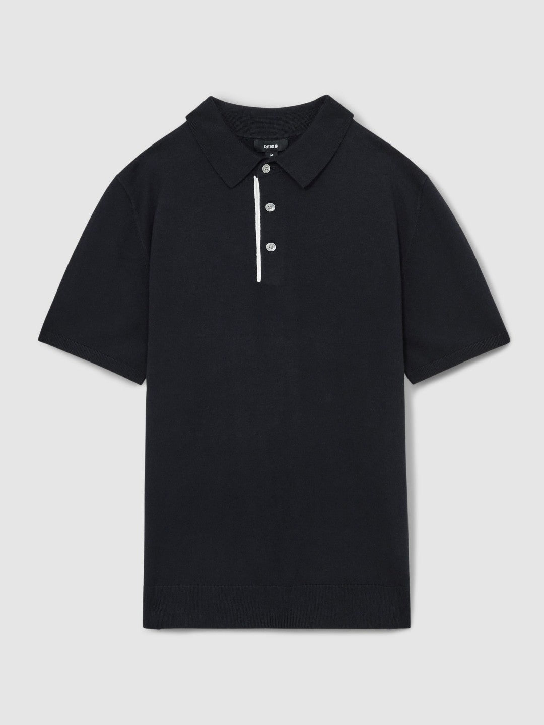 Contrast-Placket Polo Shirt With Cotton Navy | Mens