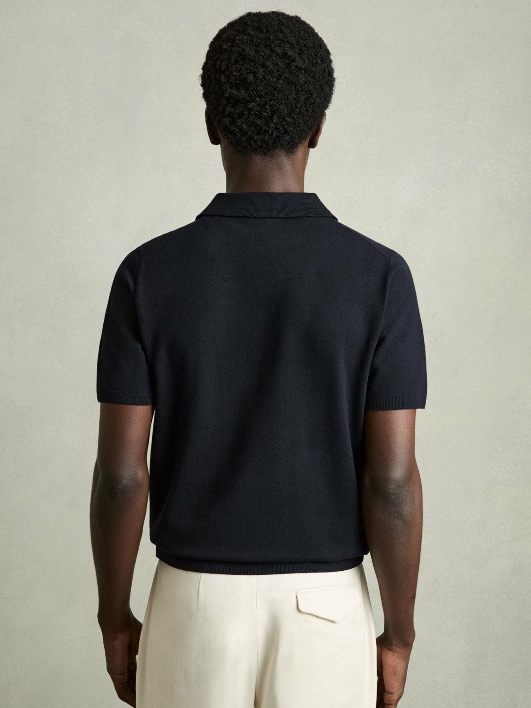 Contrast-Placket Polo Shirt With Cotton Navy | Mens
