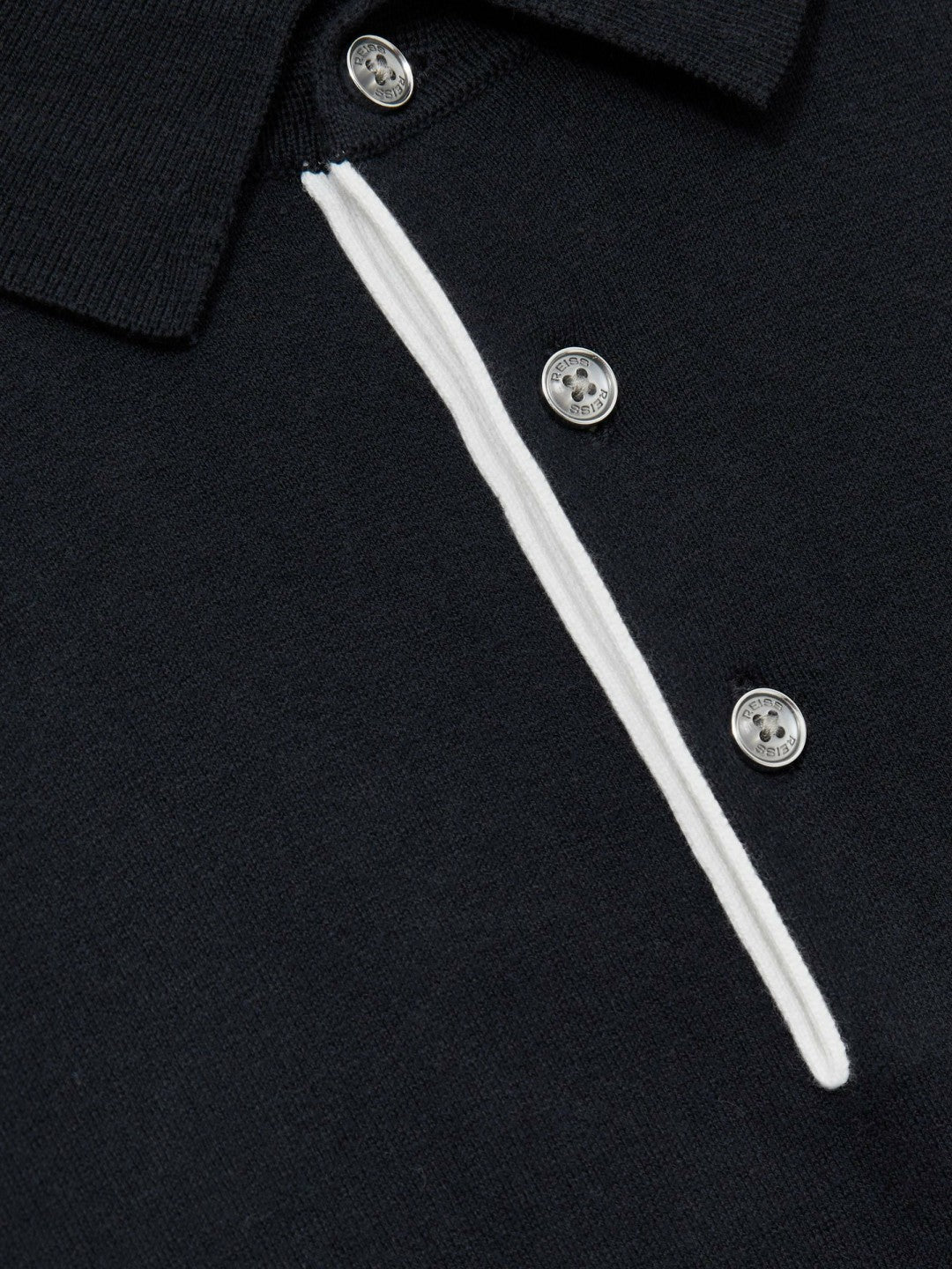 Contrast-Placket Polo Shirt With Cotton Navy | Mens