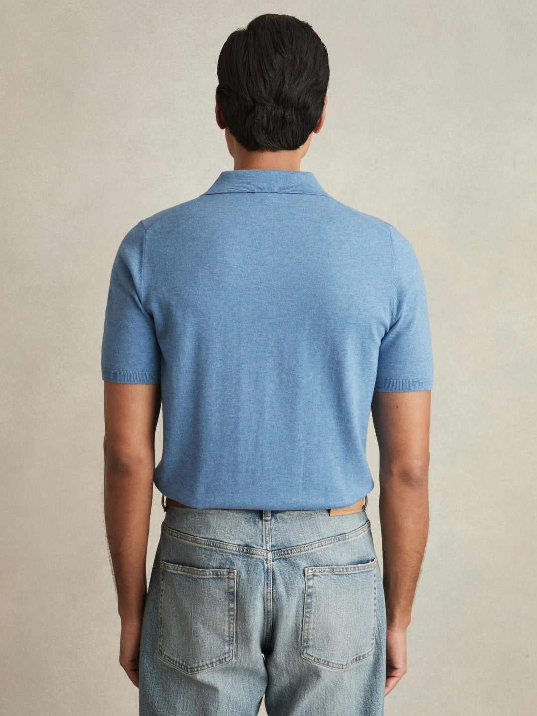 Contrast-Placket Polo Shirt With Cotton Blue | Mens