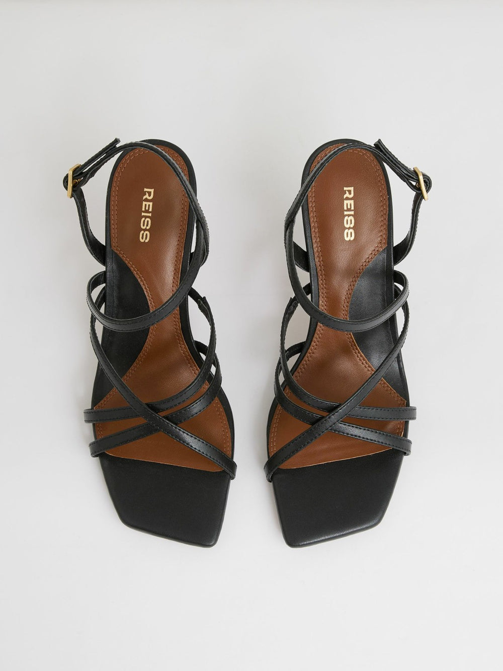 Leather Strappy Stiletto Sandals Black | Womens