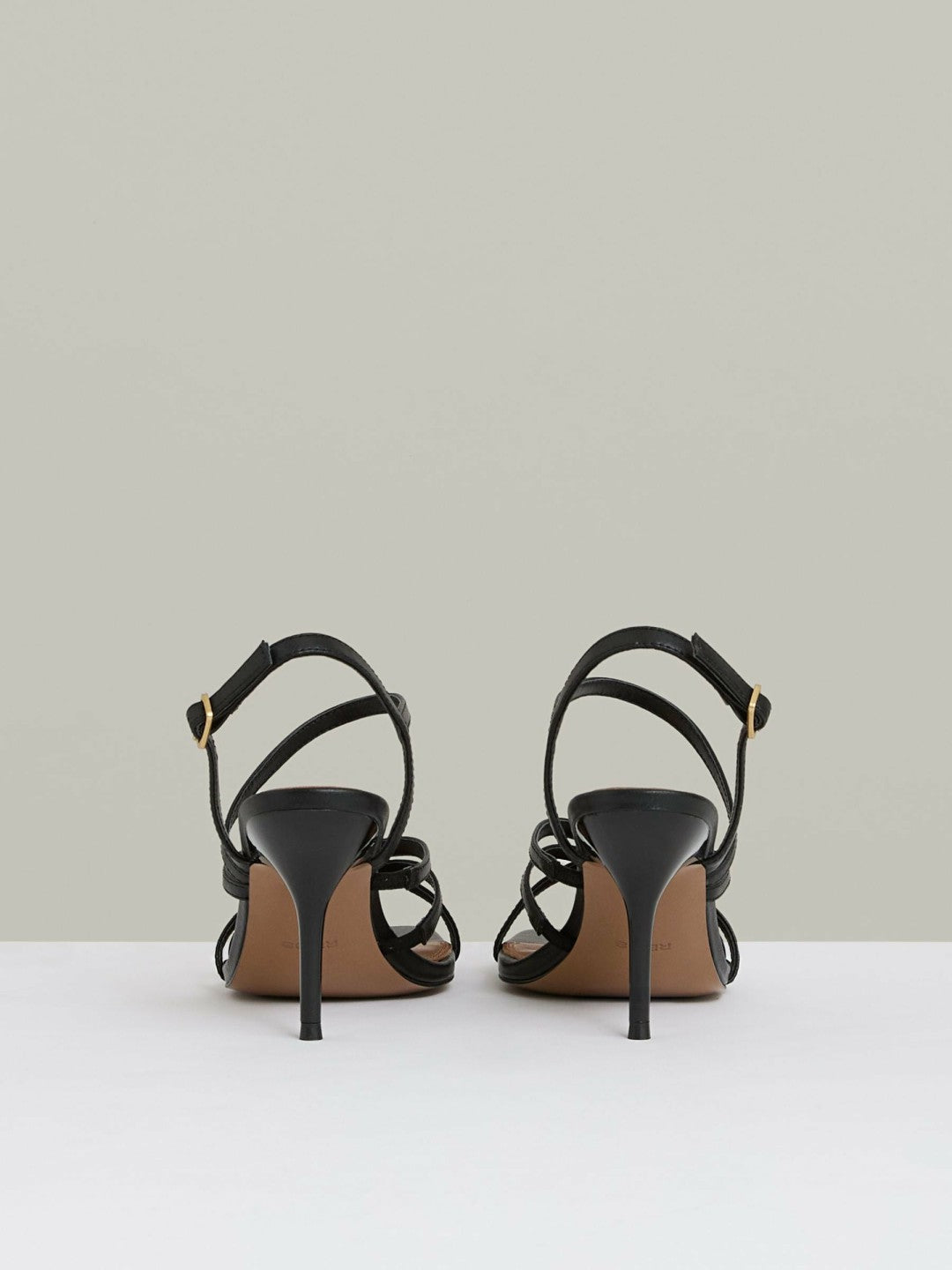 Leather Strappy Stiletto Sandals Black | Womens