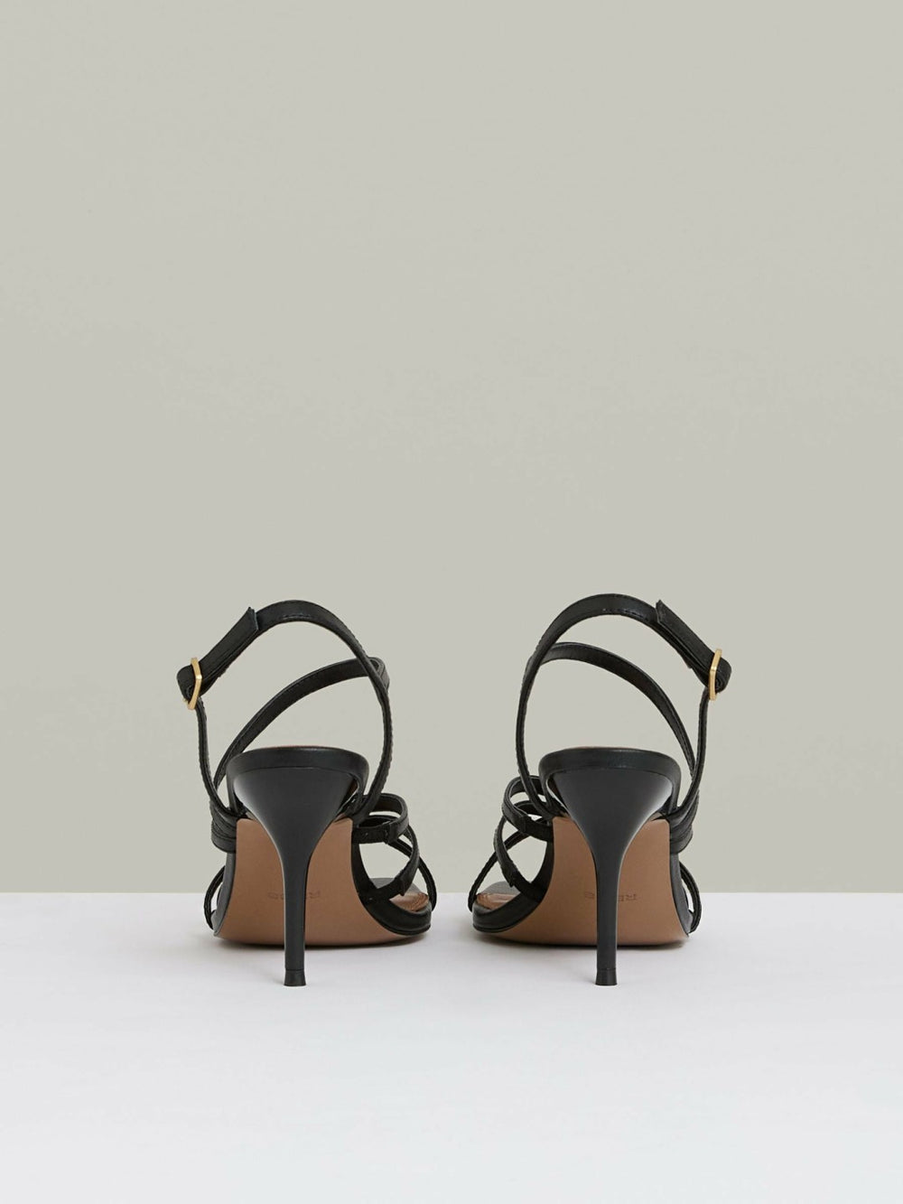 Leather Strappy Stiletto Sandals Black | Womens
