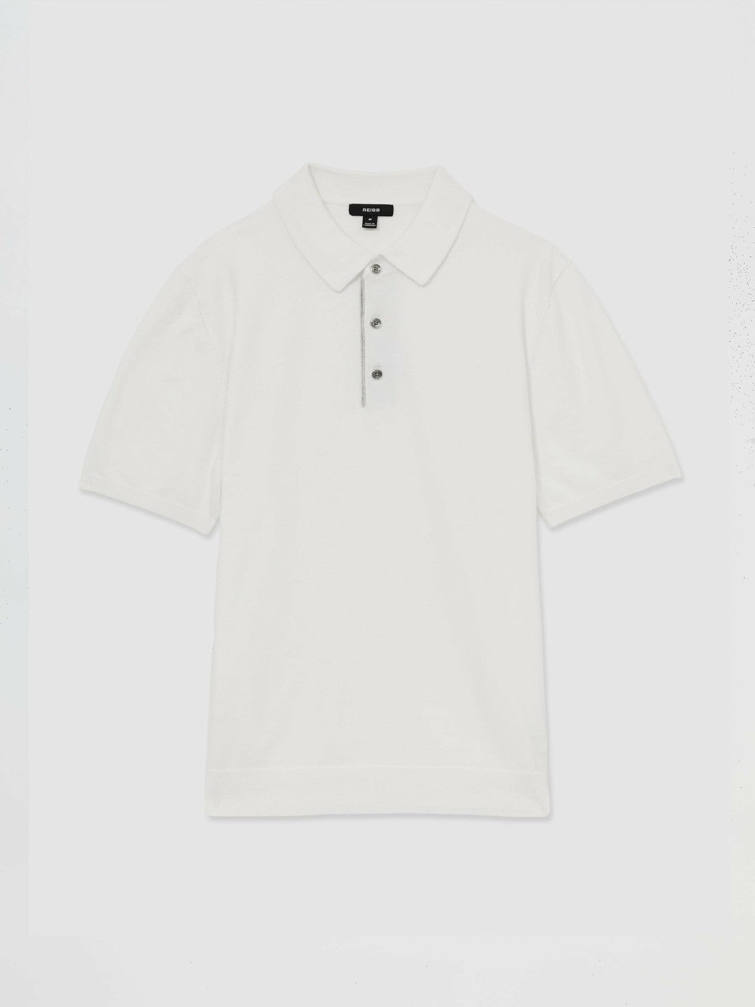 Contrast-Placket Polo Shirt With Cotton White | Mens