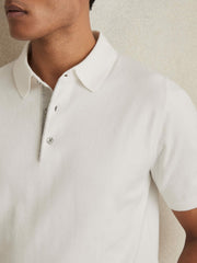 Contrast-Placket Polo Shirt With Cotton White | Mens