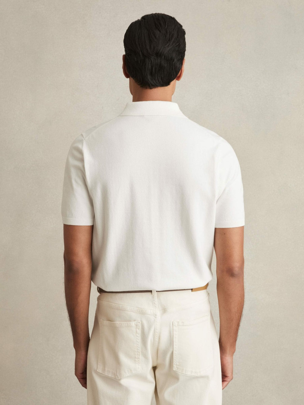 Contrast-Placket Polo Shirt With Cotton White | Mens