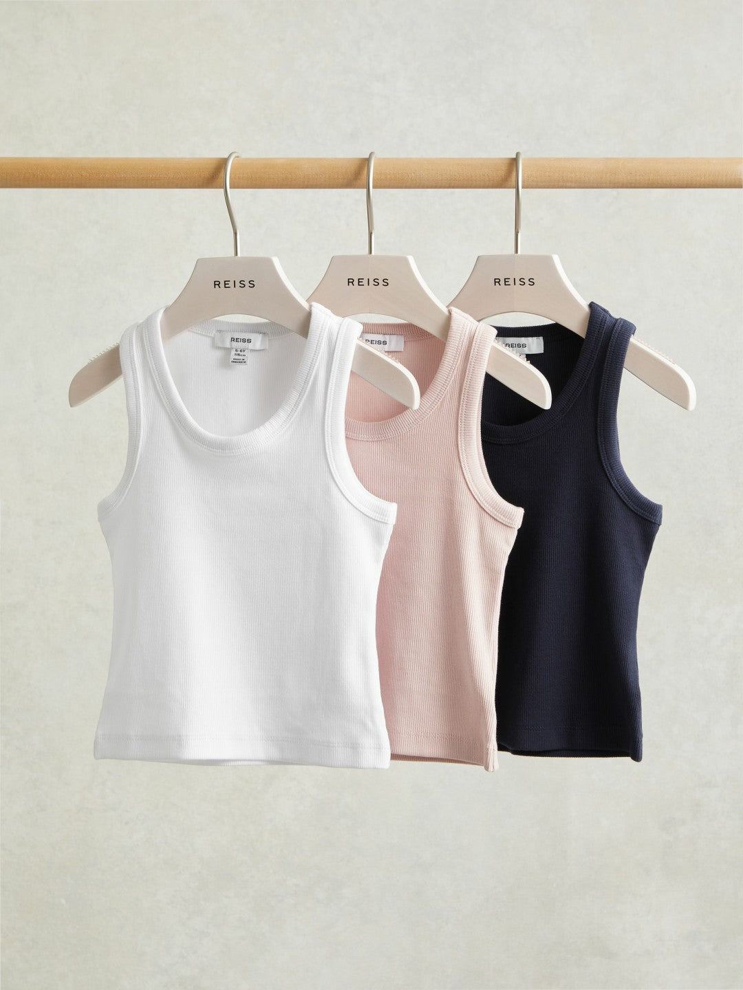 9-13 yrs Stretch-Cotton Ribbed Vest 3 Pack Multicolour | Children
