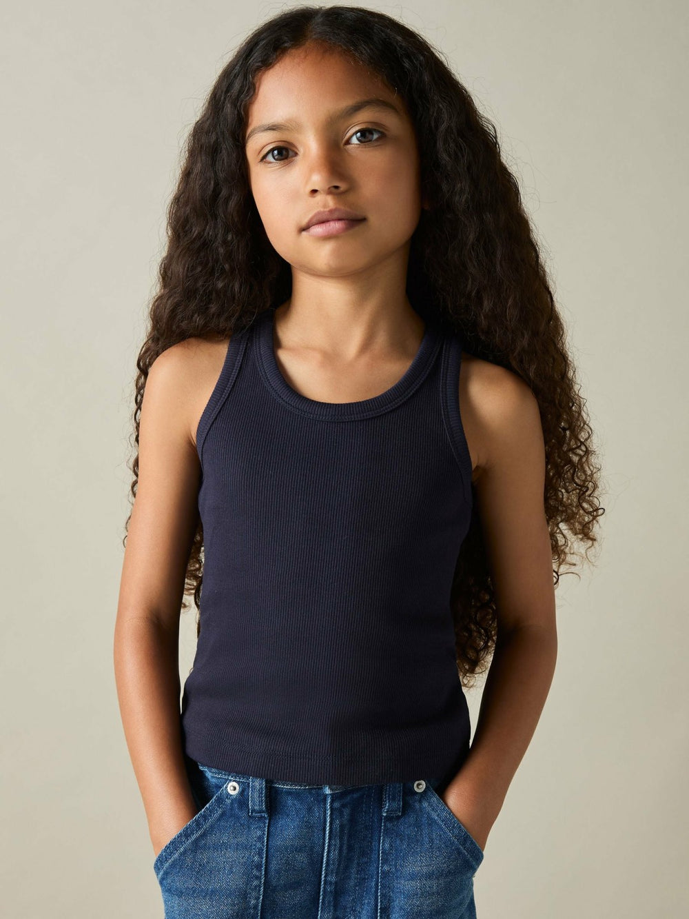 9-13 yrs Stretch-Cotton Ribbed Vest 3 Pack Multicolour | Children