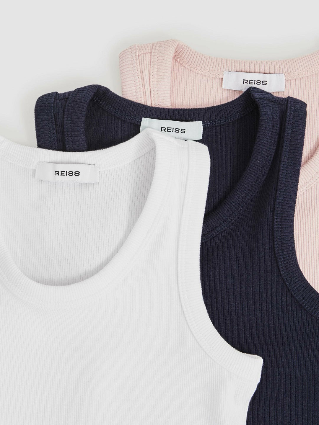 9-13 yrs Stretch-Cotton Ribbed Vest 3 Pack Multicolour | Children