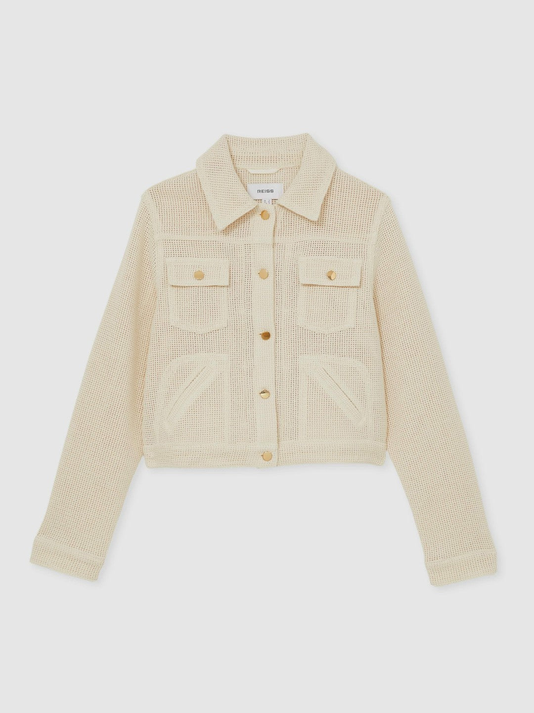 Cotton-Blend Textured Trucker Jacket Neutral | Womens