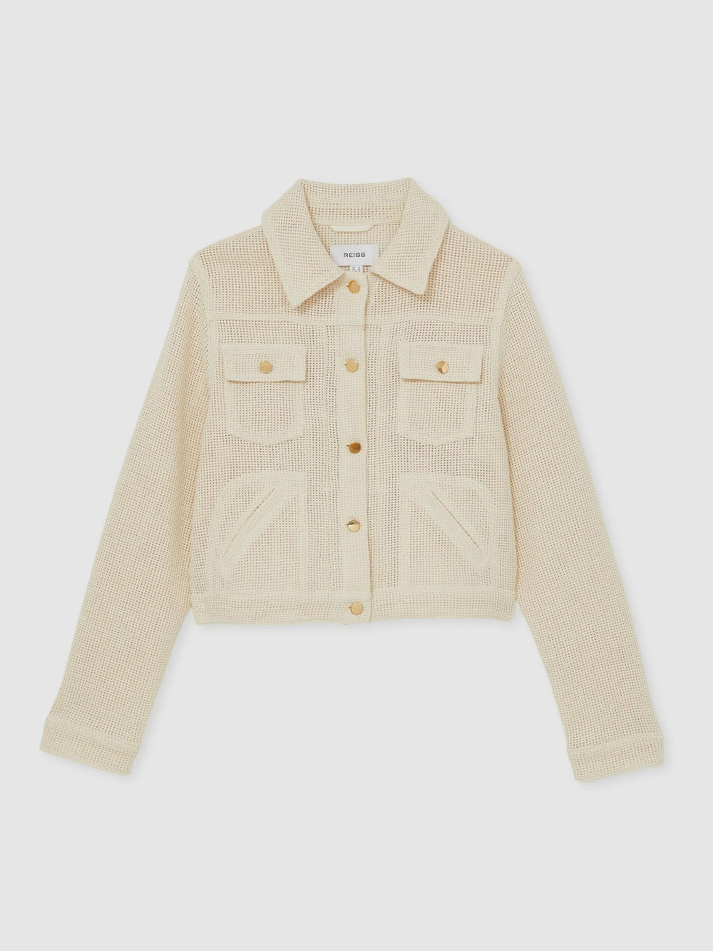 Cotton-Blend Textured Trucker Jacket Neutral | Womens