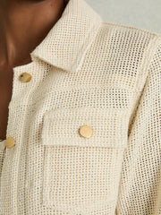 Cotton-Blend Textured Trucker Jacket Neutral | Womens