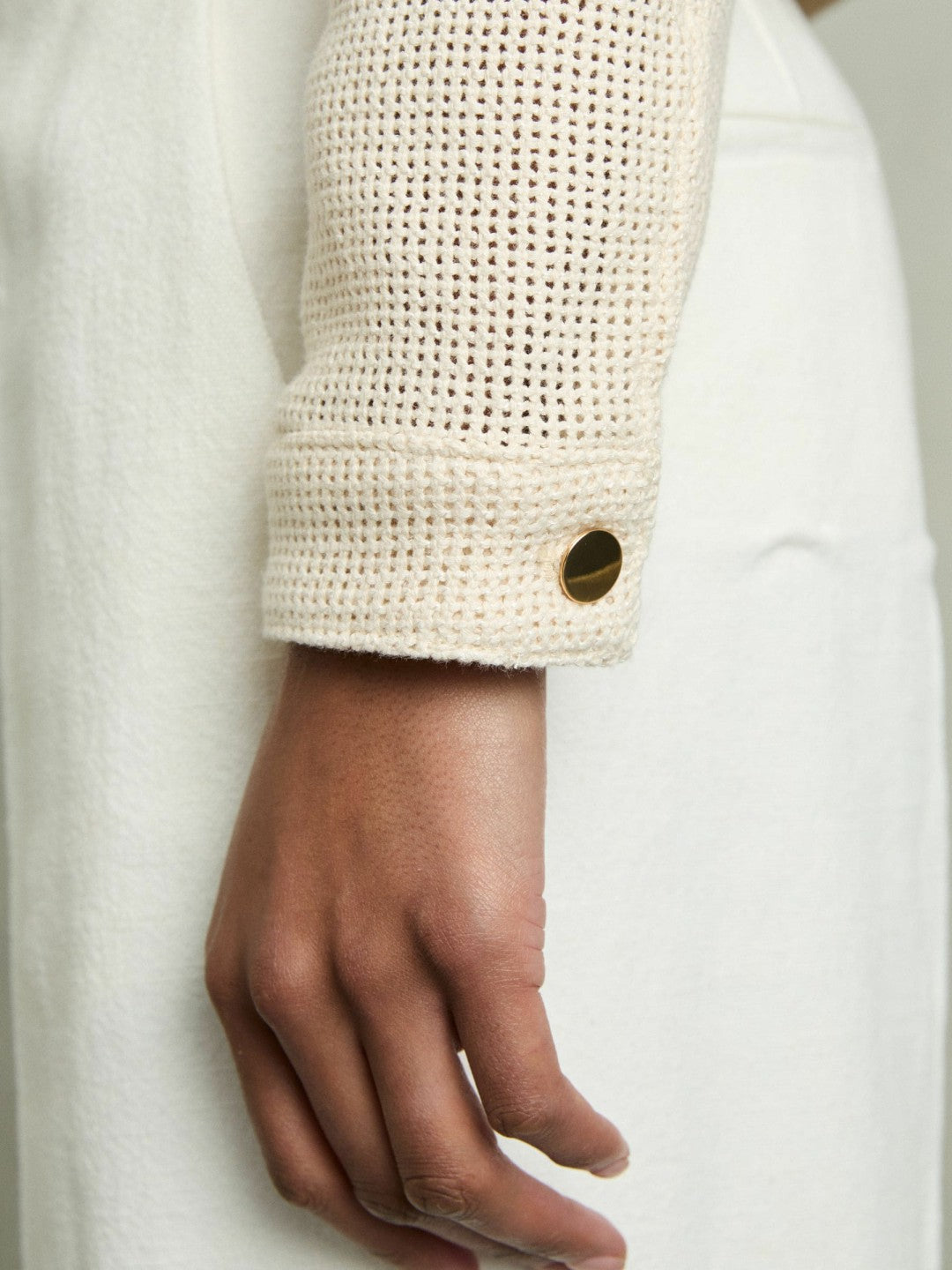 Cotton-Blend Textured Trucker Jacket Neutral | Womens