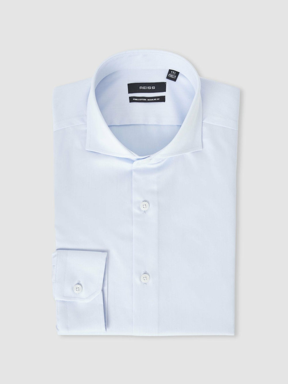 Regular Fit Cotton-Twill Two-Fold Shirt Slim-Fit Soft Blue | Mens