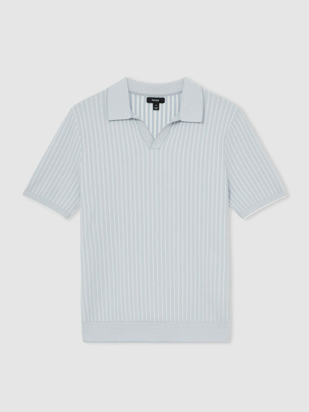 Open-Collar Textured Polo Shirt Soft Blue/White | Mens