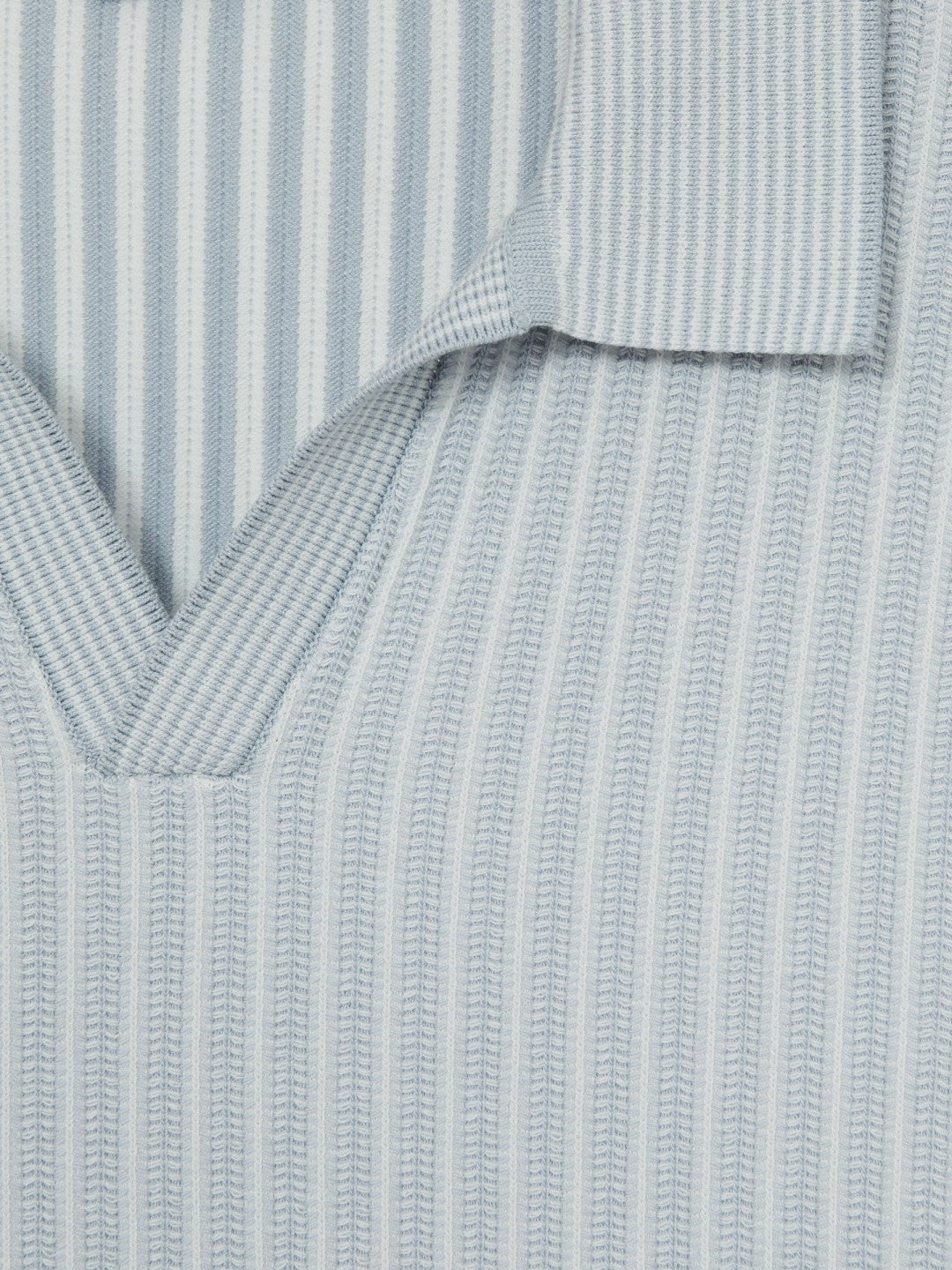 Open-Collar Textured Polo Shirt Soft Blue/White | Mens