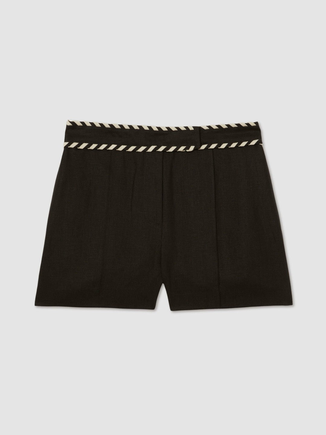 Linen Whipstitch Shorts Black | Womens