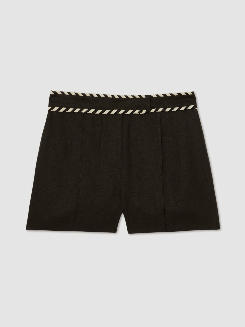 Linen Whipstitch Shorts Black | Womens