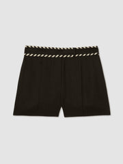 Linen Whipstitch Shorts Black | Womens