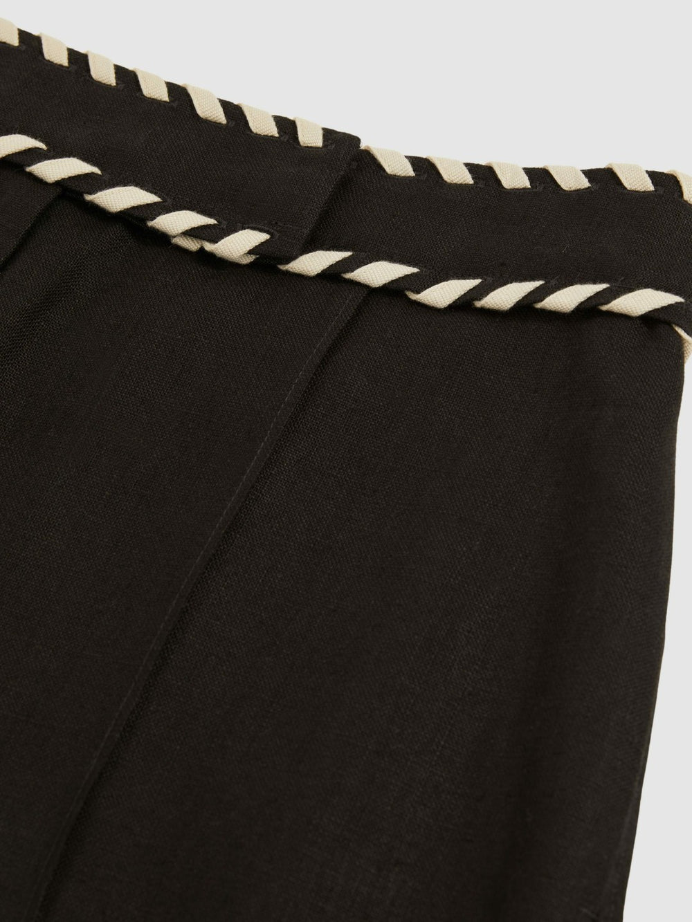 Linen Whipstitch Shorts Black | Womens