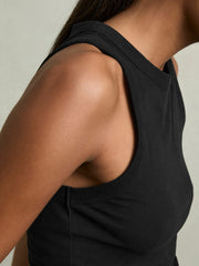 Stretch-Cotton Racerback Vest Black | Womens