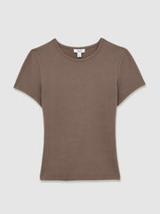 Stretch-Cotton Crew-Neck T-Shirt Mink | Womens