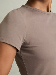 Stretch-Cotton Crew-Neck T-Shirt Mink | Womens