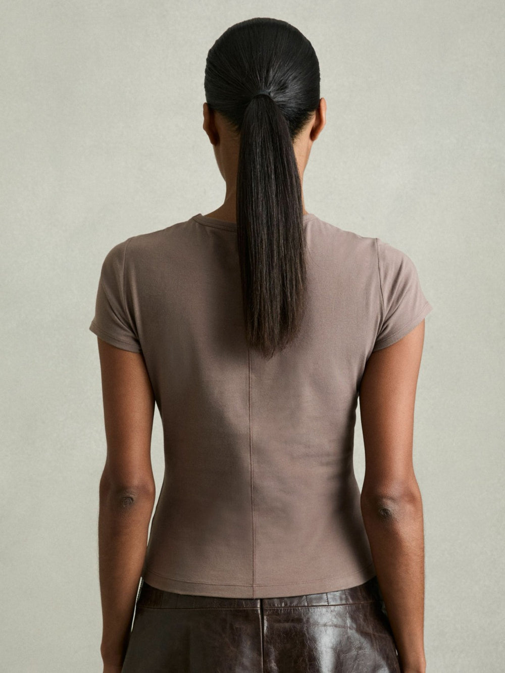 Stretch-Cotton Crew-Neck T-Shirt Mink | Womens