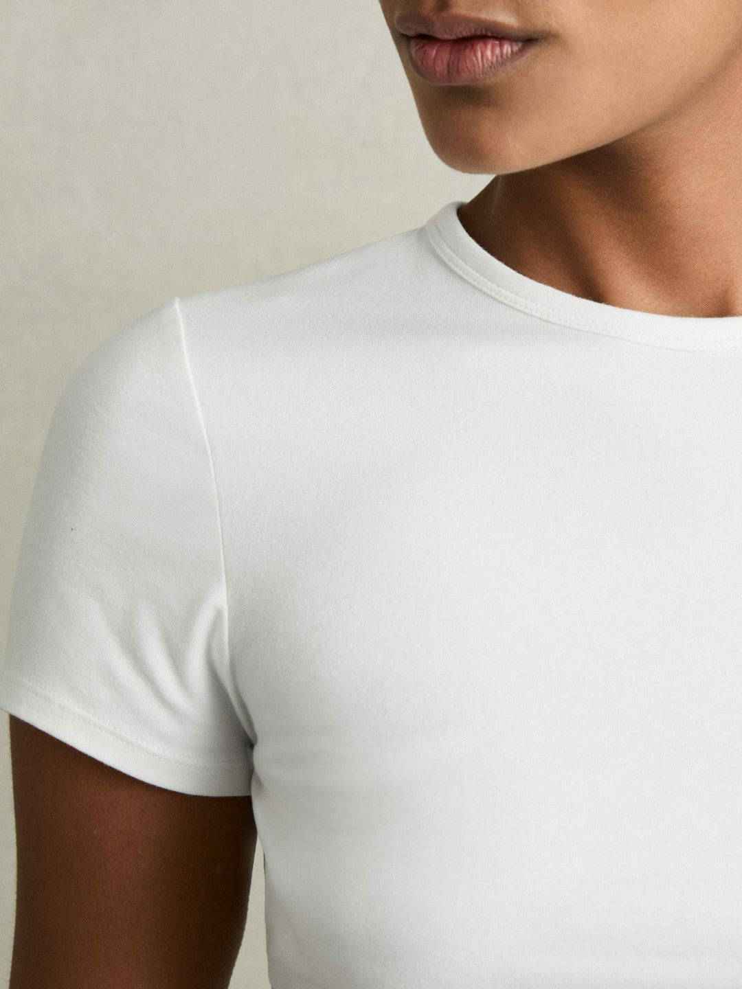 Stretch-Cotton Crew-Neck T-Shirt White | Womens