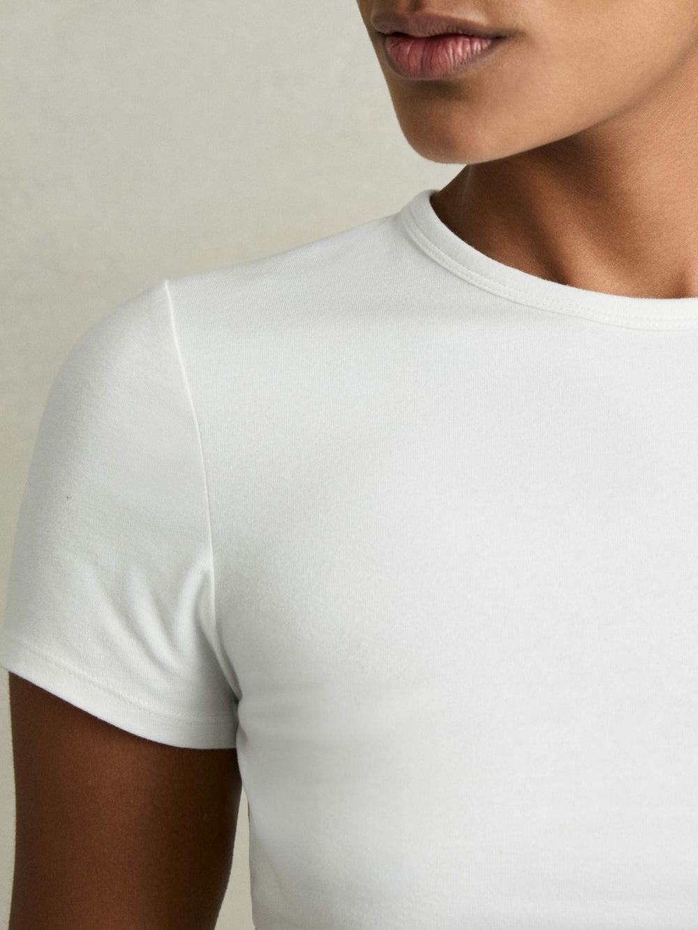 Stretch-Cotton Crew-Neck T-Shirt White | Womens