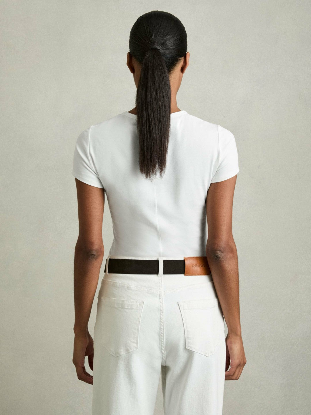 Stretch-Cotton Crew-Neck T-Shirt White | Womens