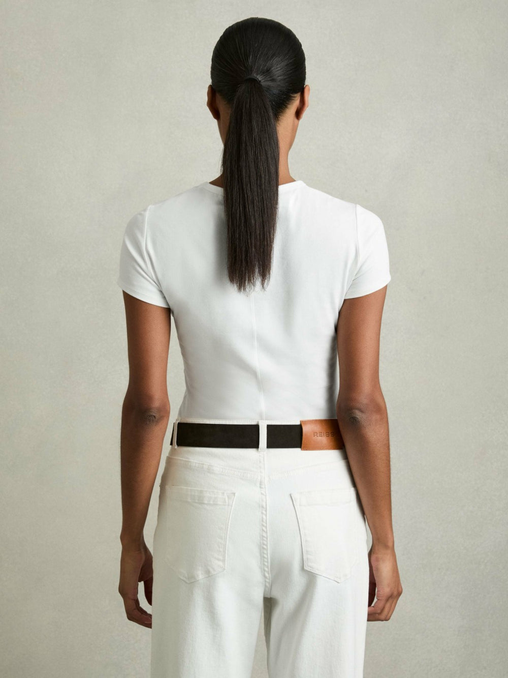 Stretch-Cotton Crew-Neck T-Shirt White | Womens