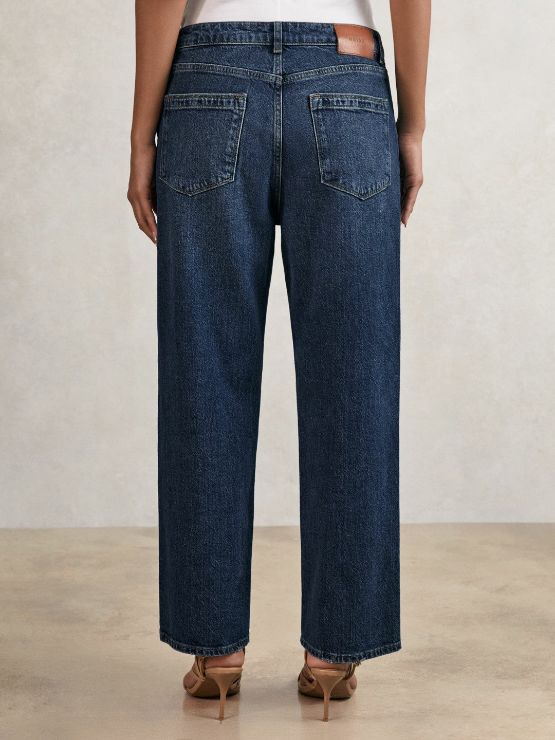 Petite Mid-Rise Straight-Leg Jeans Mid Blue | Womens