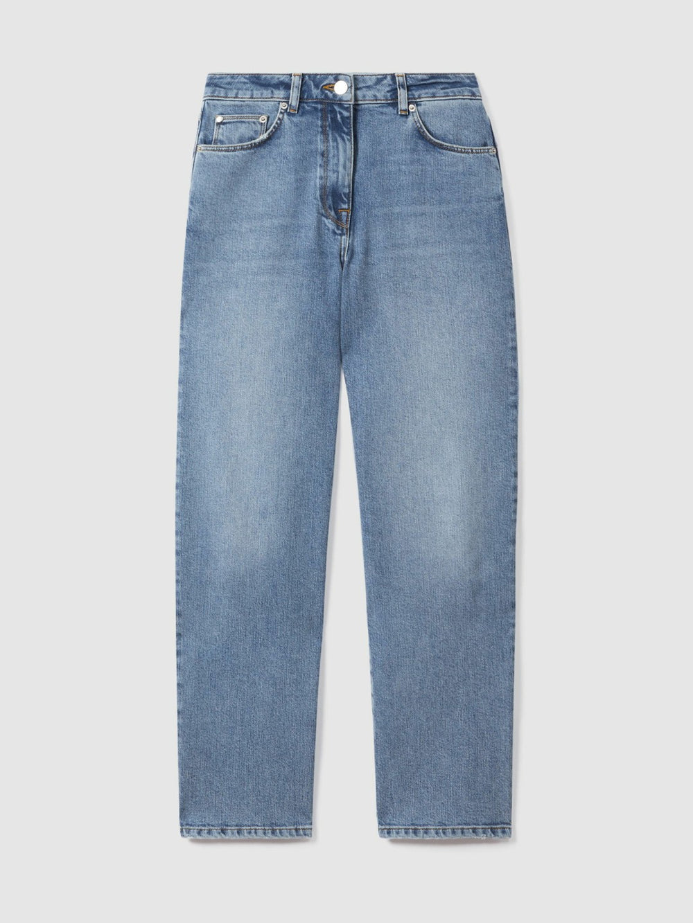Petite Mid-Rise Straight-Leg Jeans Light Blue | Womens