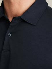 Cotton Short-Sleeve Polo Shirt Navy | Mens