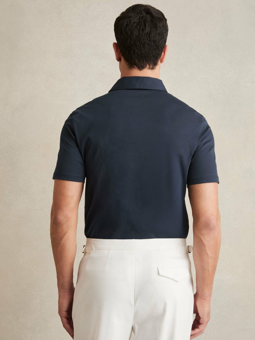 Cotton Short-Sleeve Polo Shirt Navy | Mens