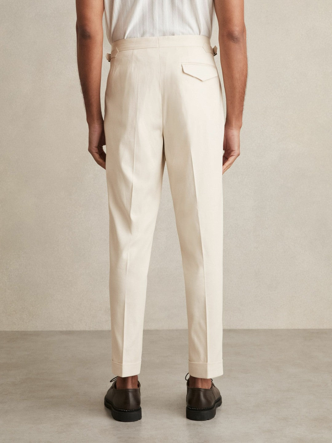 Cotton-Blend Tapered Trousers Stone | Mens