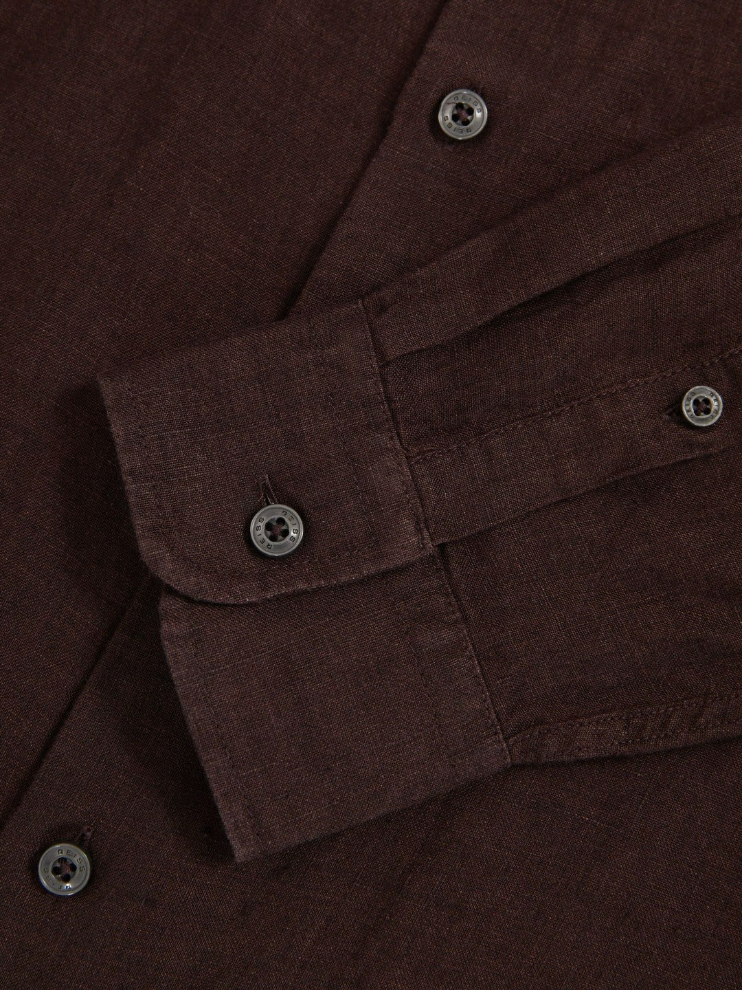 Linen Button-Through Shirt Dark Brown | Mens