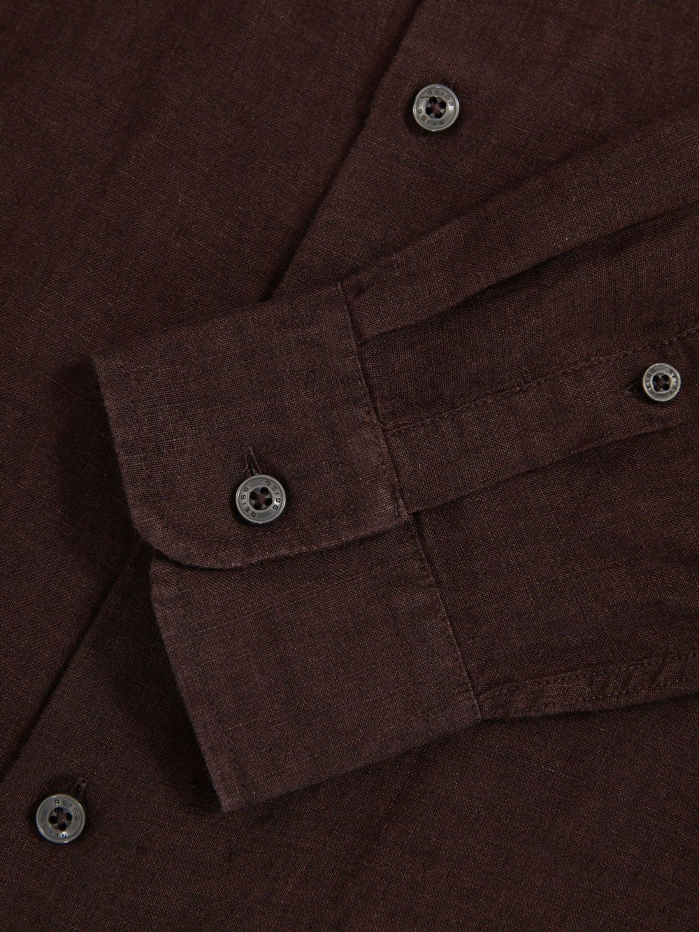 Linen Button-Through Shirt Dark Brown | Mens