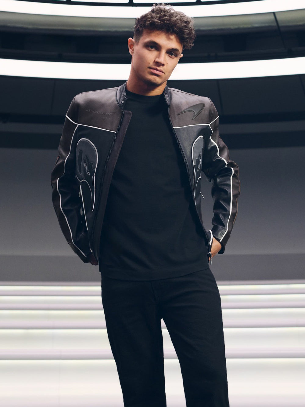 McLaren F1 Team Leather Biker Jacket Black | Mens