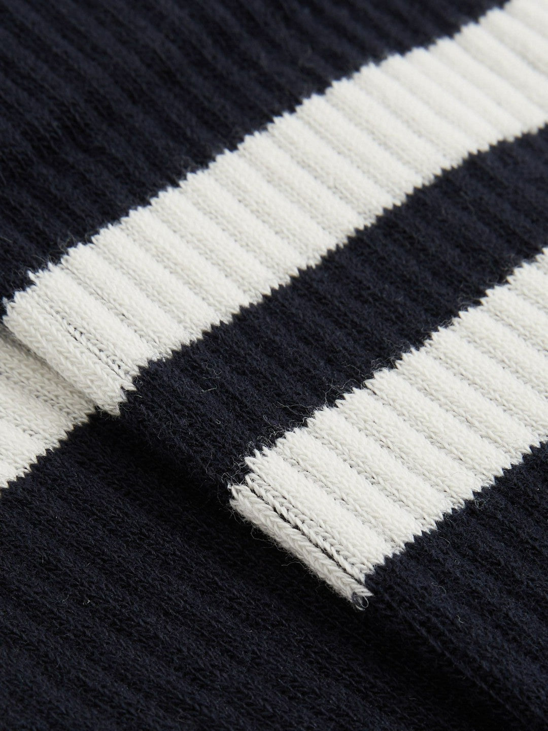 Cotton-Blend Double-Stripe Socks Navy/Ecru | Mens