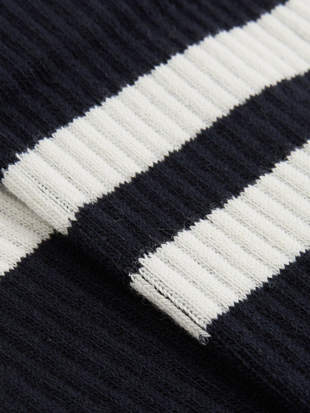 Cotton-Blend Double-Stripe Socks Navy/Ecru | Mens