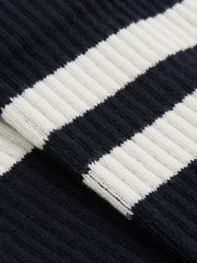 Cotton-Blend Double-Stripe Socks Navy/Ecru | Mens