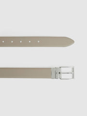 Leather Reversible Belt Stone/Dark Brown | Mens