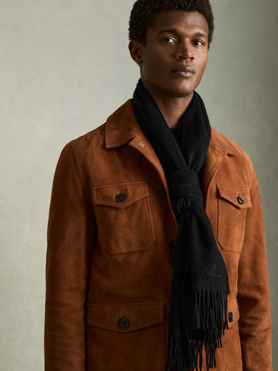 Wool and Cashmere Scarf Black | Mens