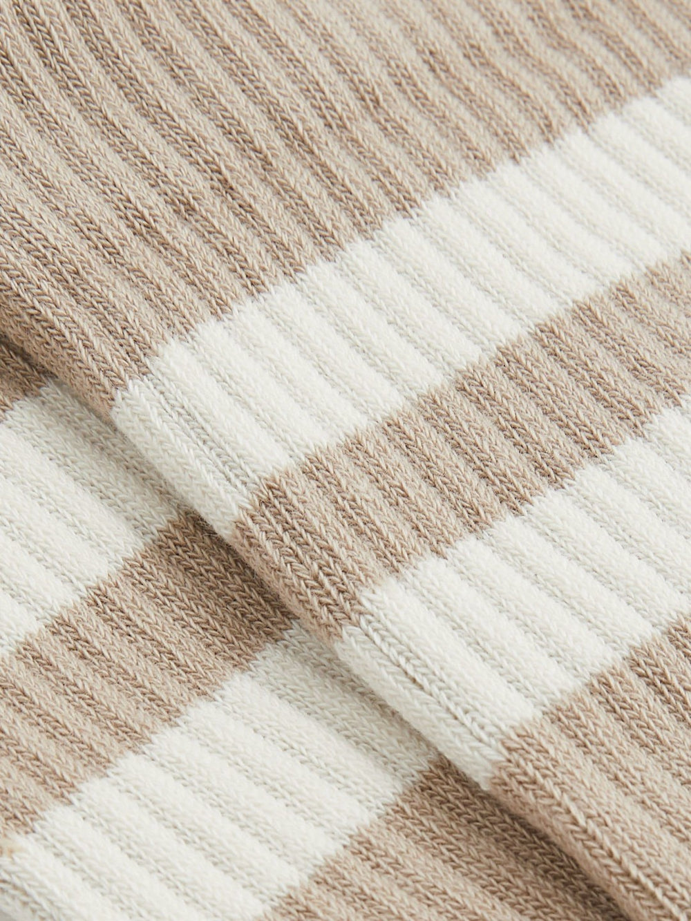 Cotton-Blend Double-Stripe Socks Taupe/Ecru | Mens