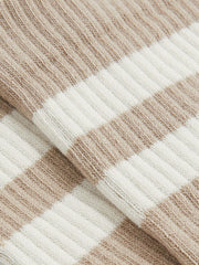 Cotton-Blend Double-Stripe Socks Taupe/Ecru | Mens