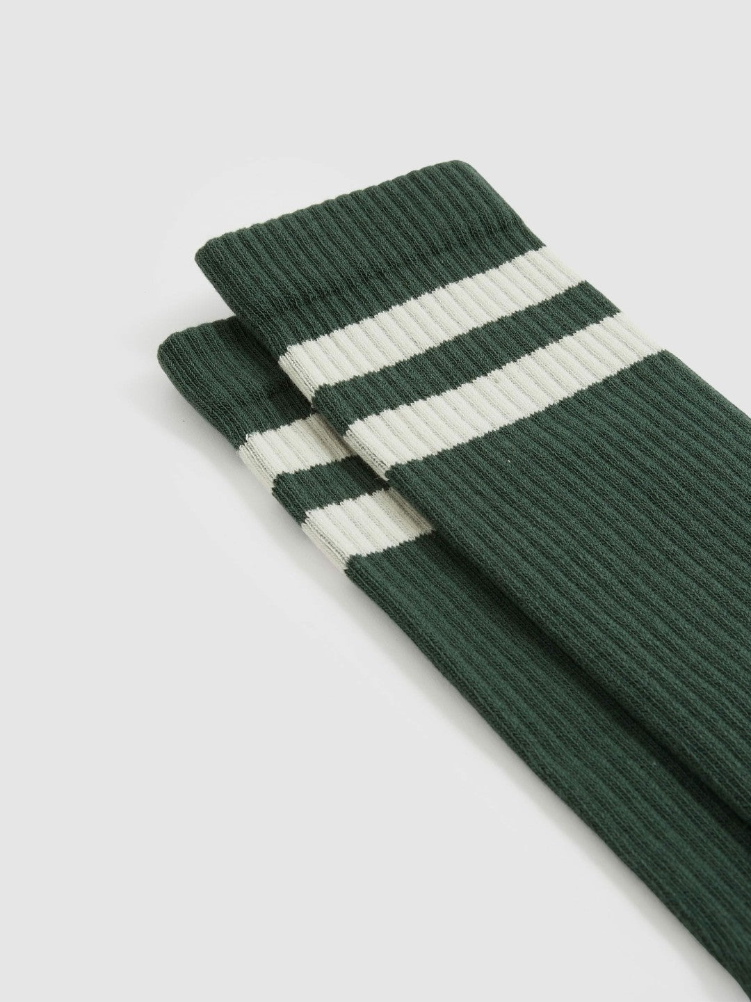 Cotton-Blend Double-Stripe Socks Pine Green/Ecru | Mens