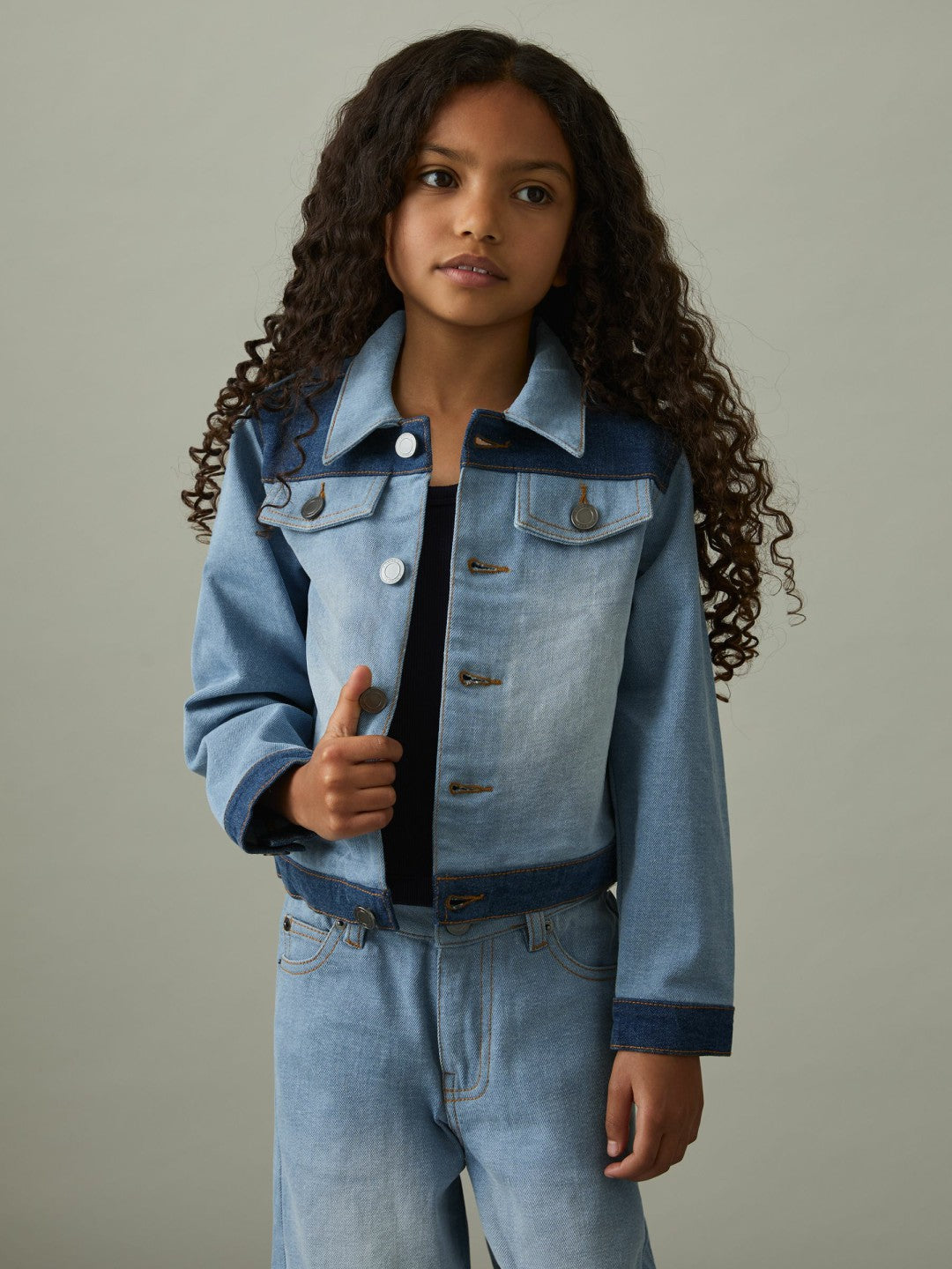 9-13 yrs Patchwork Two-Tone Denim Jacket Blue | Children